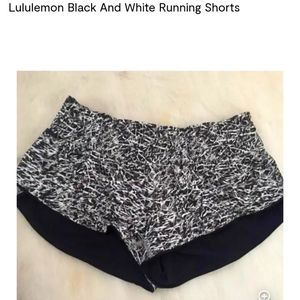 LULULEMON BLACK AND WHITE & GRAY REVERSIBLE ATHLETIC SHORTS SIZE 8